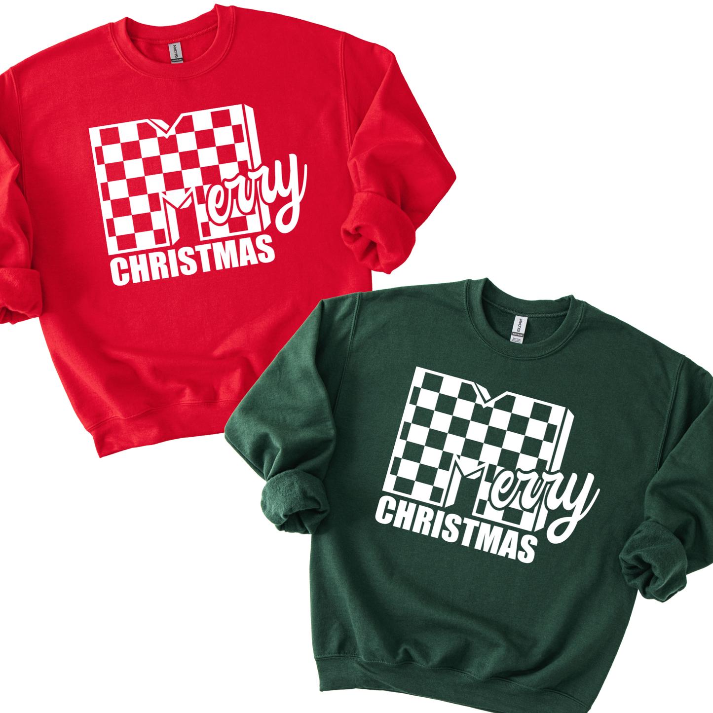 Merry Christmas Checkers - Unisex Crew Neck