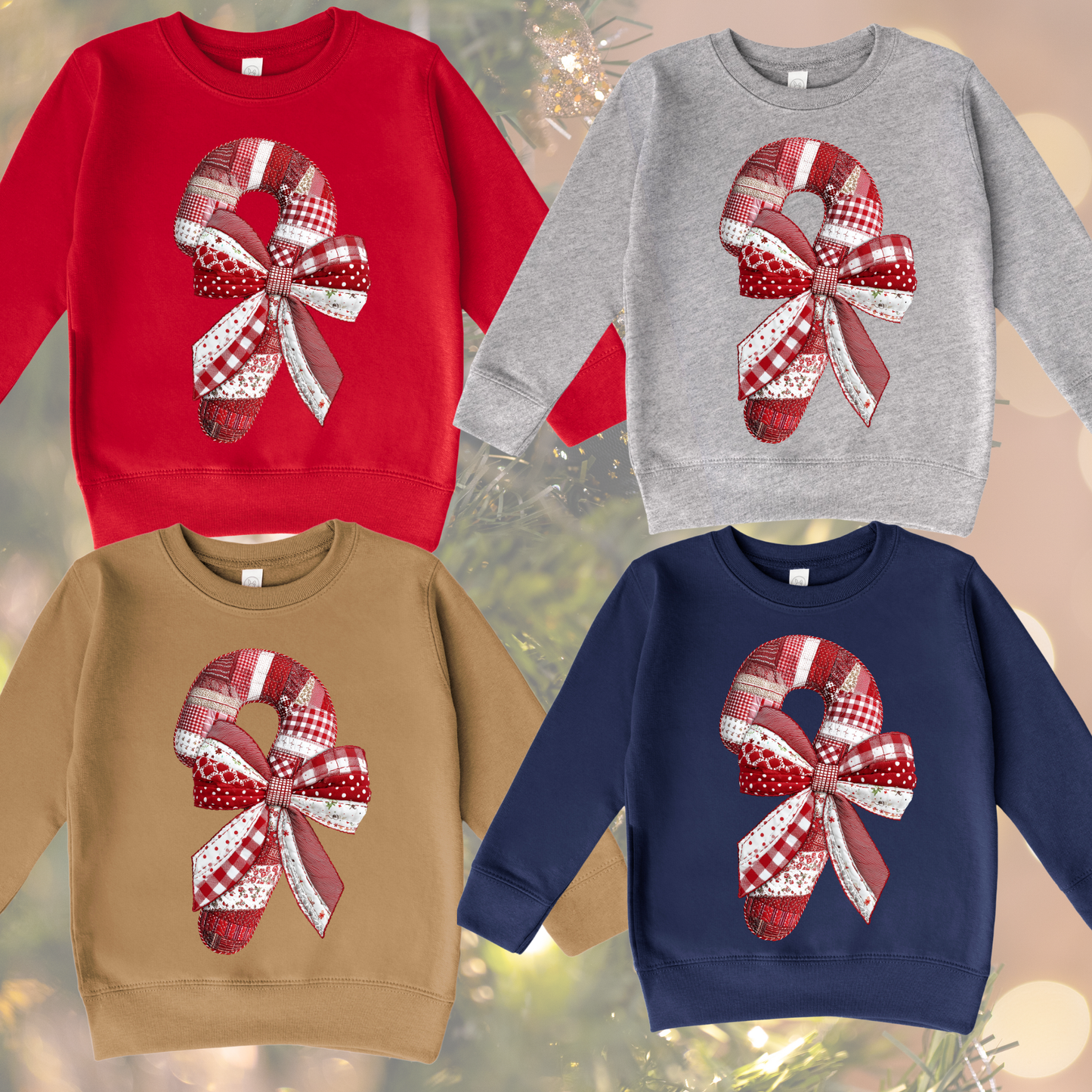 Quilted Candy Cane - Toddler/Youth Crew Neck