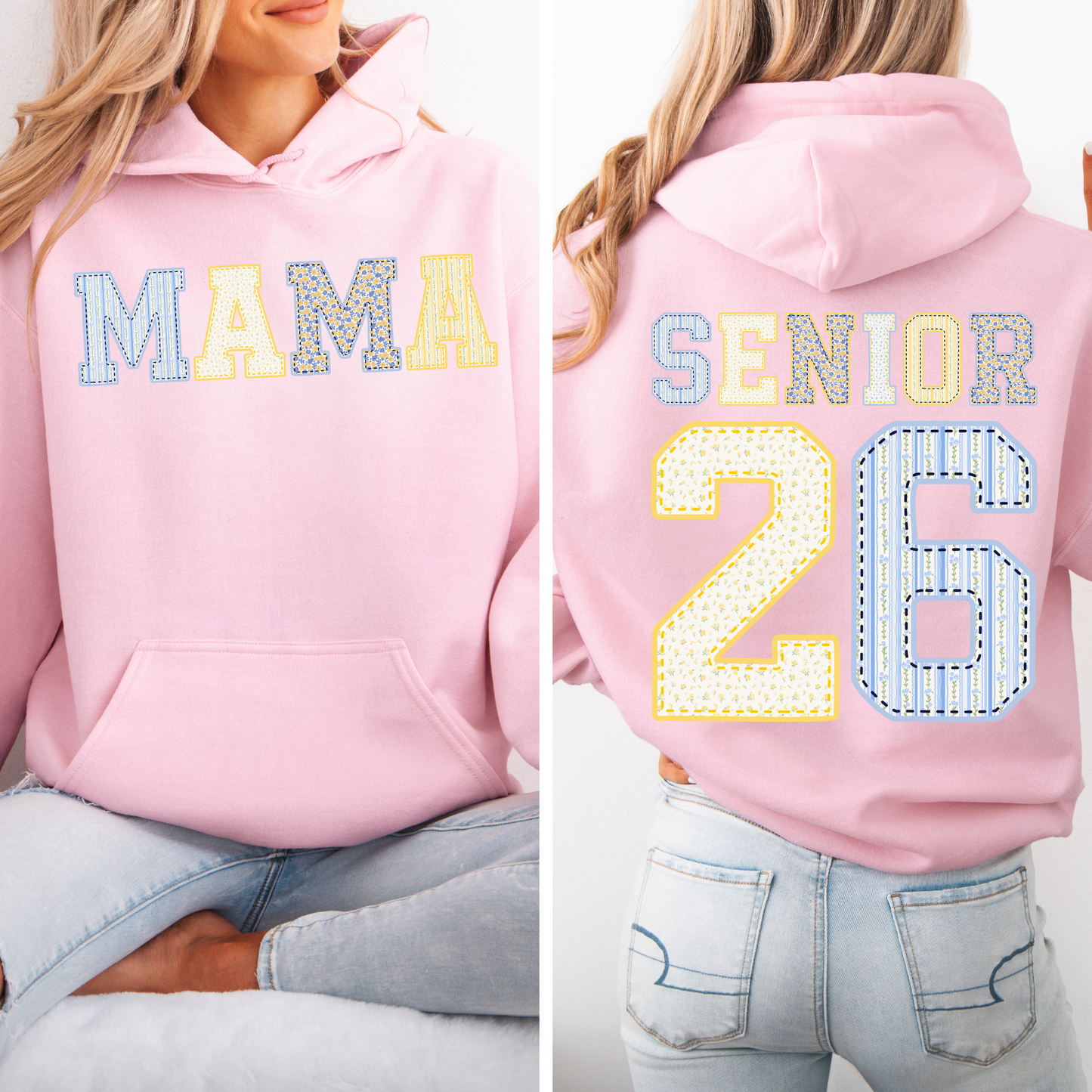 Mama / Senior '26 Patchwork Hoodie