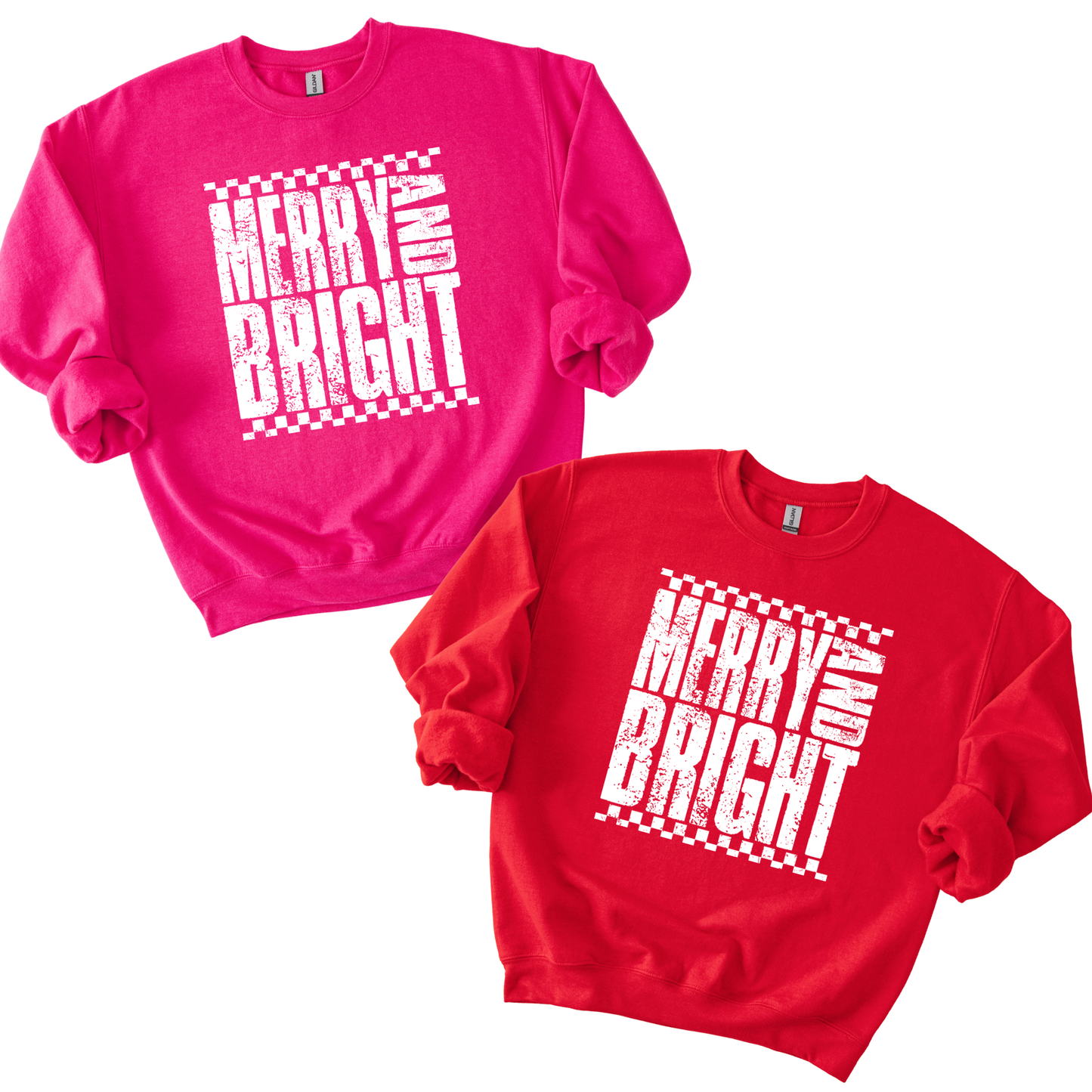Merry and Bright Checkers - Unisex Crew Neck