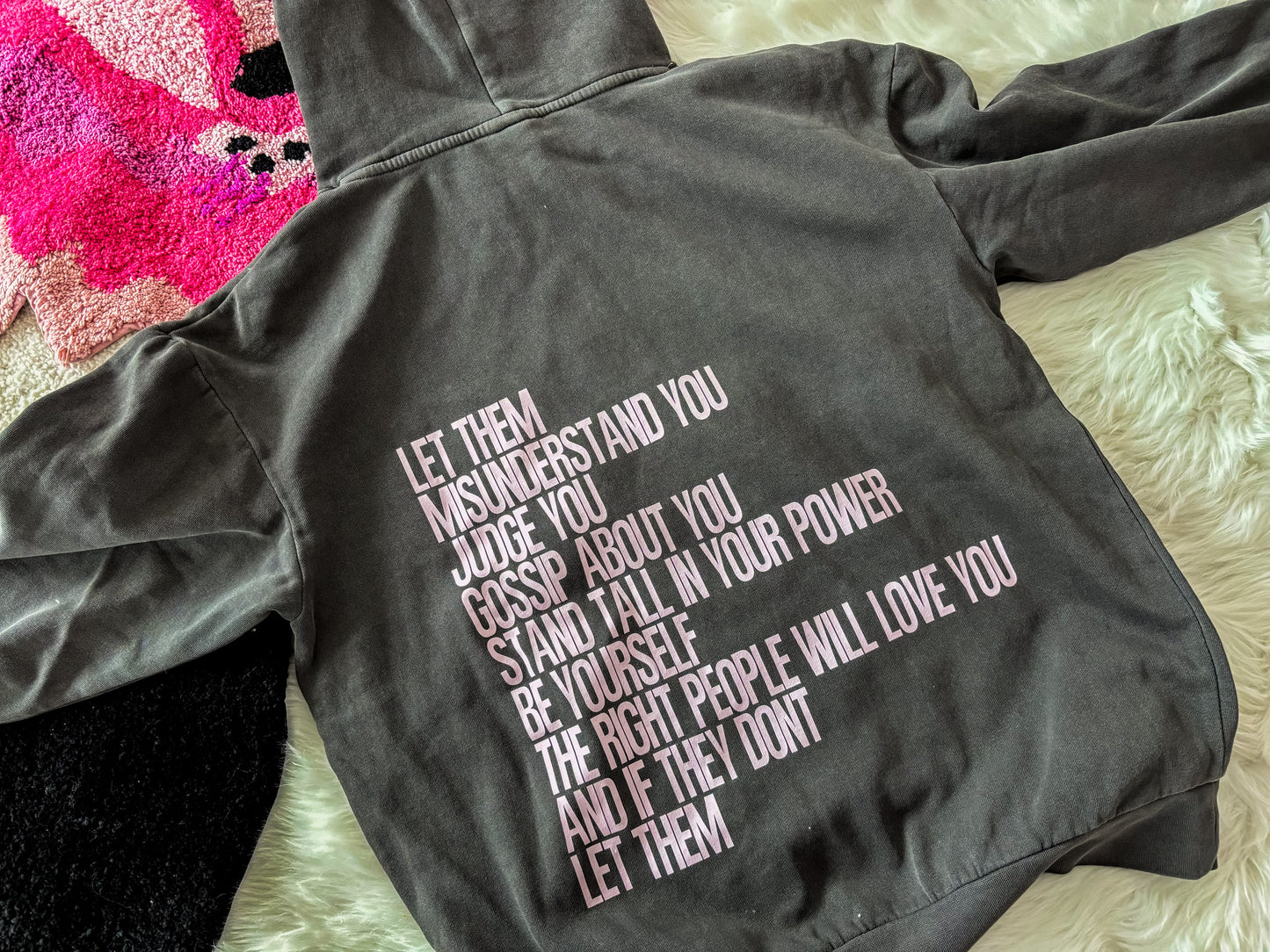 LET THEM - Oversized Pigment Washed Hoodie *Pink Hoodie Exclusive*