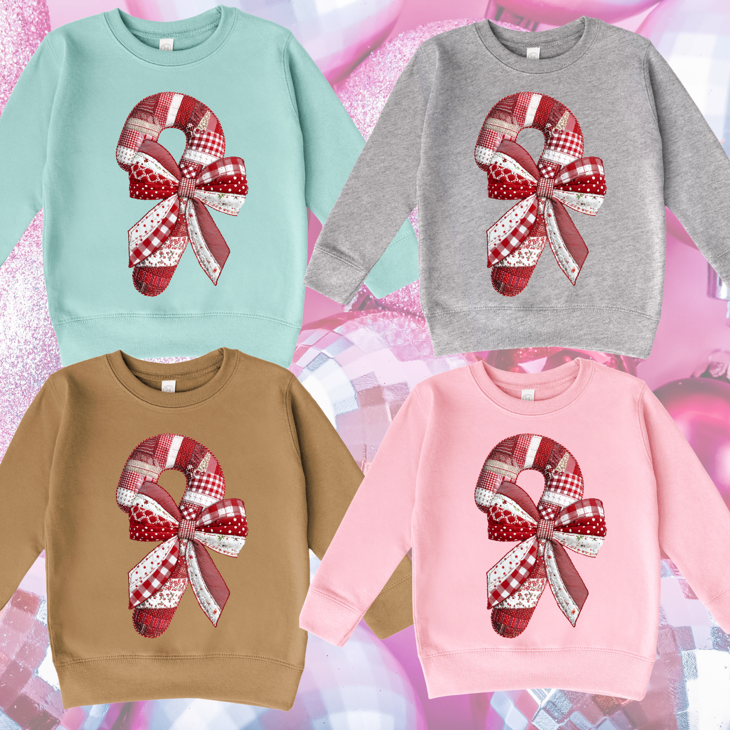Quilted Candy Cane - Toddler/Youth Crew Neck