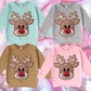 Faux Glitter Reindeer - Toddler/Youth Crew Neck