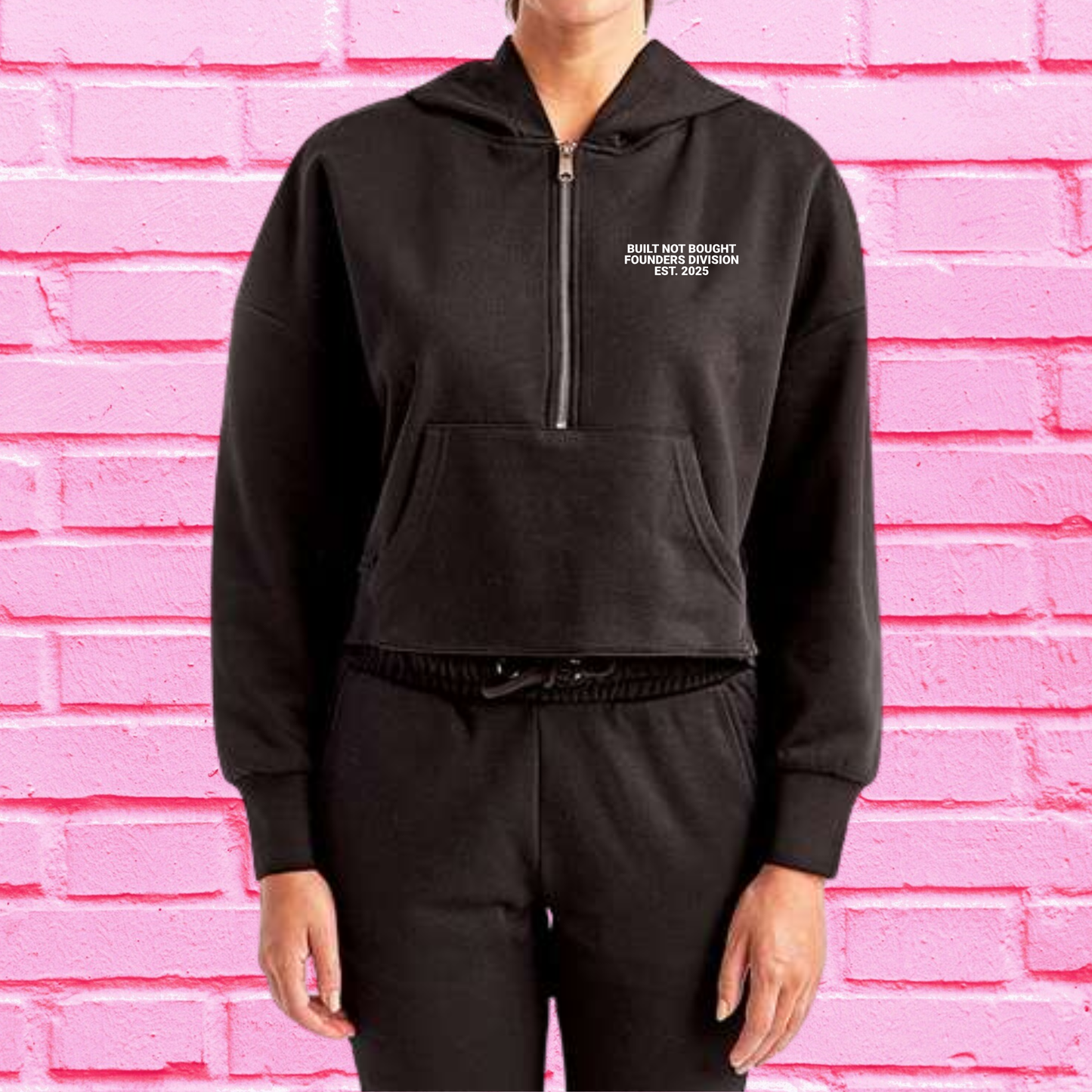 Founders Division Cropped Half-Zip Hoodie