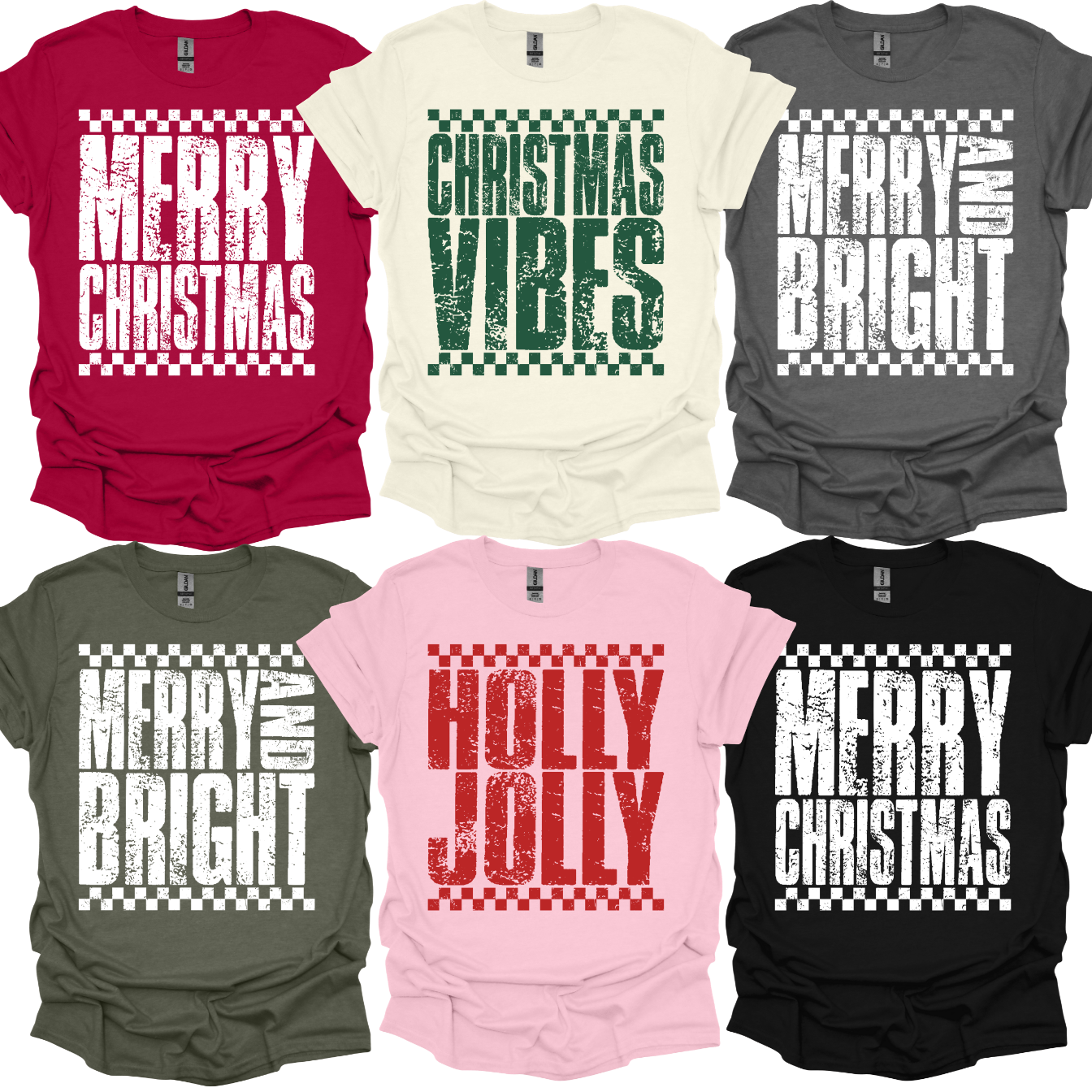 $12 MYSTERY TEE - Checkered Christmas Vibes