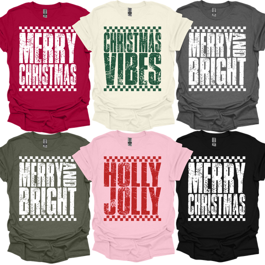 $12 MYSTERY TEE - Checkered Christmas Vibes